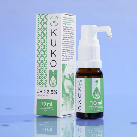 Olejek CBD 2,5% dla małych psów i kotów -10ml aromat kaczki