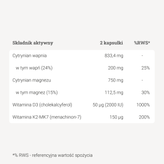 Wapń + magnez + witamina D3 i K2 – 60 kaps.