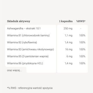 Ashwagandha z witaminami grupy B – 90 kaps. Ashwagandha z witaminami grupy B – 90 kaps.