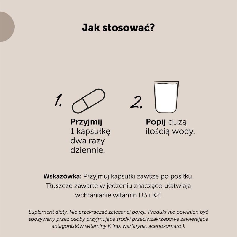 Wapń + magnez + witamina D3 i K2 – 60 kaps.