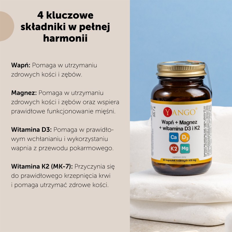 Wapń + magnez + witamina D3 i K2 – 60 kaps.