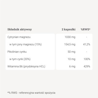 Magnez + Cynk + B6  – 90 kaps.
