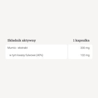 Mumio - 40% kwasów fulwowych - 90 kapsułek Mumio - 40% kwasów fulwowych - 90 kapsułek