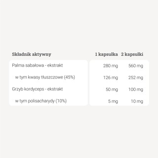 Palma sabałowa z kordycepsem – ekstrakt – 100 kaps.