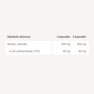 Shitake - ekstrakt 10% polisacharydów - 90 kapsułek
