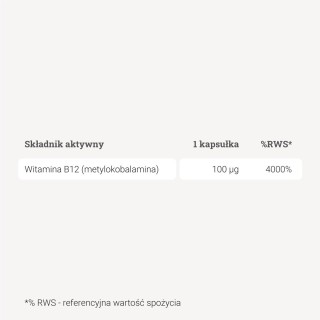 Witamina B12 - Metylokobalamina 100 µg - 90 kaps.