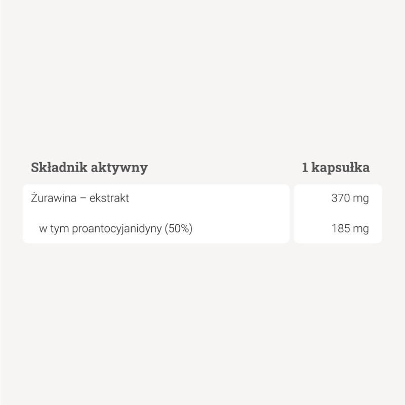 Żurawina – 50% PAC – ekstrakt – 60 kaps. Żurawina – 50% PAC – ekstrakt – 60 kaps.