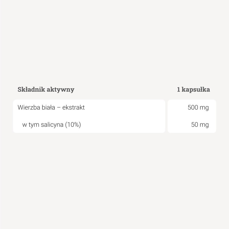 Kora wierzby białej – 90 kaps.